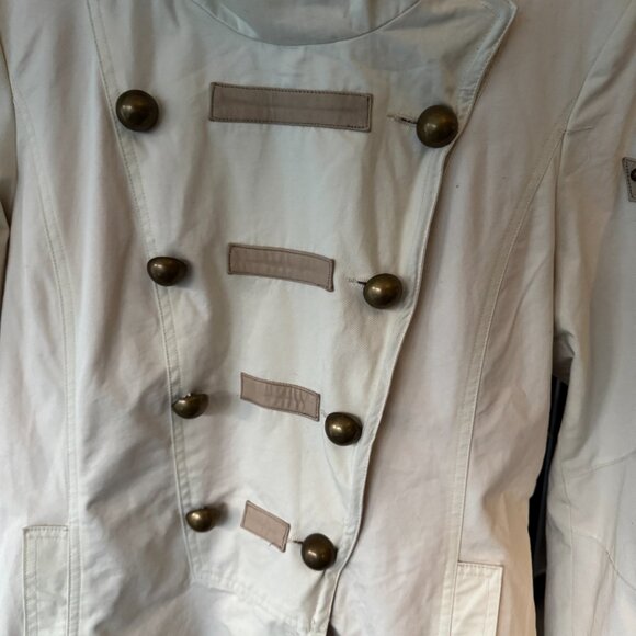 Vintage Mackage Double Closure Leather Trim Trench Coat Jacket - Picture 2 of 9